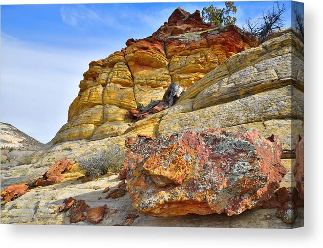 Boulder Canvas Print featuring the photograph Boulder-Notom Road Rocks #2 by Ray Mathis