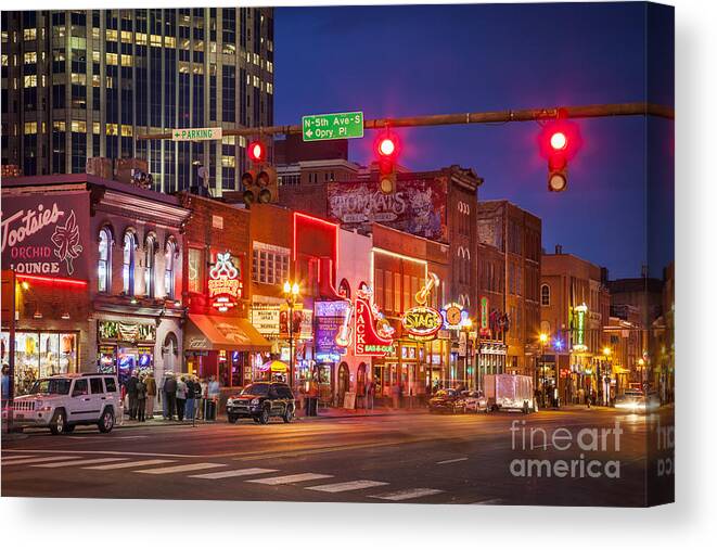 Nashville Canvas Print featuring the photograph Broadway Street Nashville Tennessee by Brian Jannsen