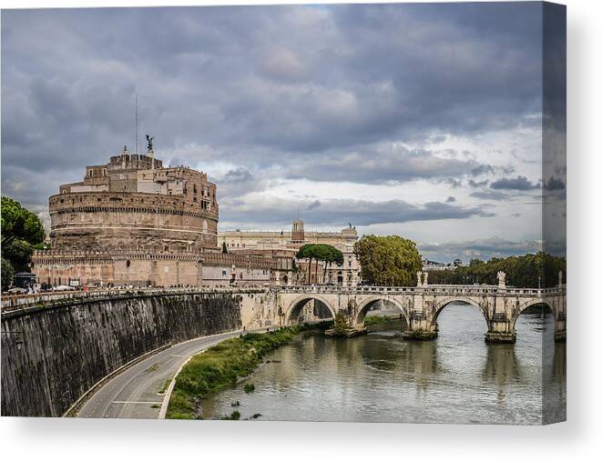 Ancient Canvas Print featuring the photograph Castle St Angelo in Rome Italy #2 by Brandon Bourdages
