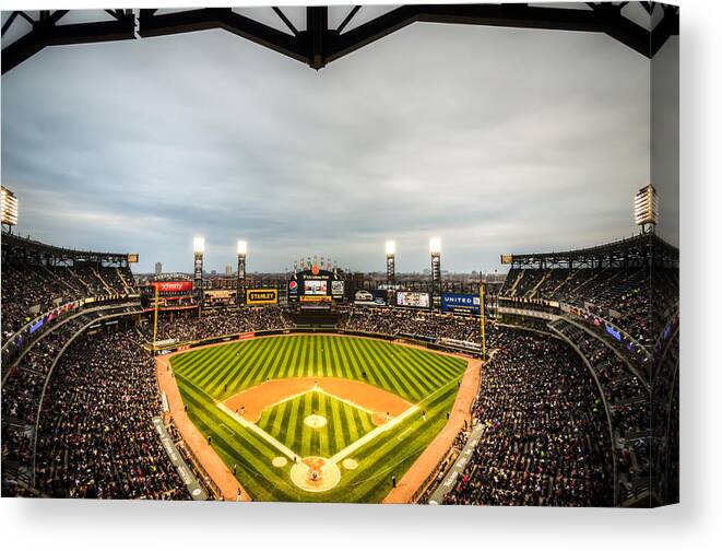 Chicago Canvas Print featuring the photograph Comiskey Park Night Game #2 by Anthony Doudt