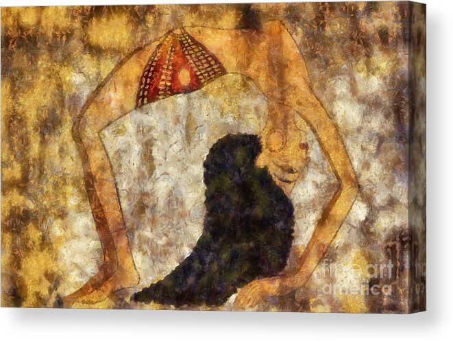 Dancer Canvas Print featuring the mixed media dancer of ancient Egypt #2 by Michal Boubin