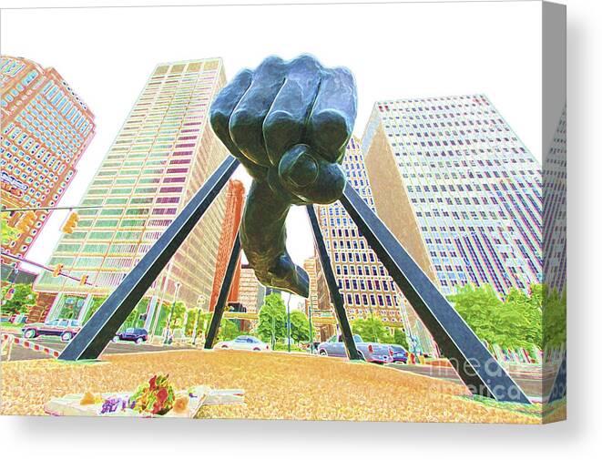 Detroit Canvas Print featuring the photograph Detroit Fist by Steven Dunn