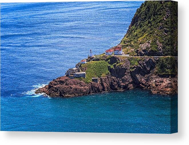 Built Structure Canvas Print featuring the photograph Fort Amherst Lighthouse on the south side of St Johns Harbour #2 by Perla Copernik