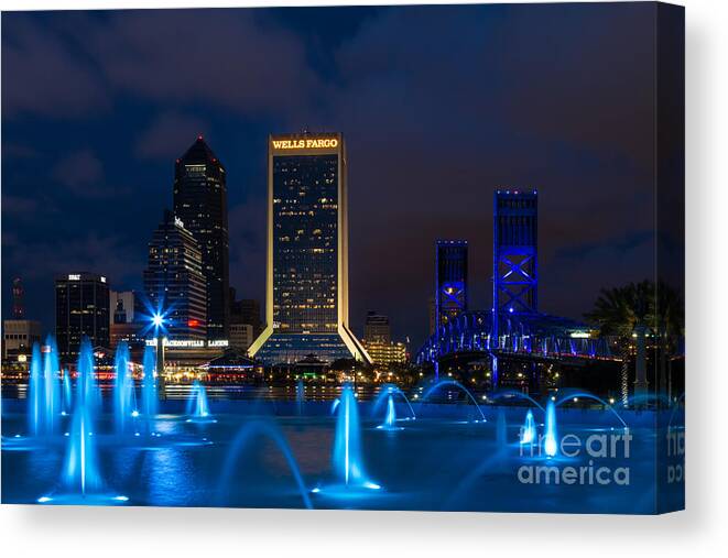 Jacksonville Canvas Print featuring the photograph Friendship Park Fountain Jacksonville Florida by Dawna Moore Photography