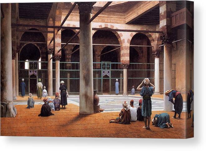 Jean-leon Gerome Canvas Print featuring the painting Interior of a Mosque #3 by Jean-Leon Gerome
