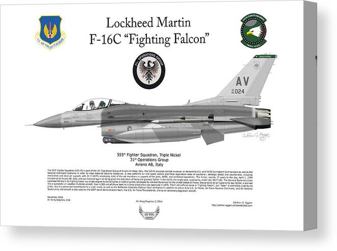 Lockheed Martin Canvas Print featuring the digital art Lockheed Martin F-16C Fighting Falcon #13 by Arthur Eggers