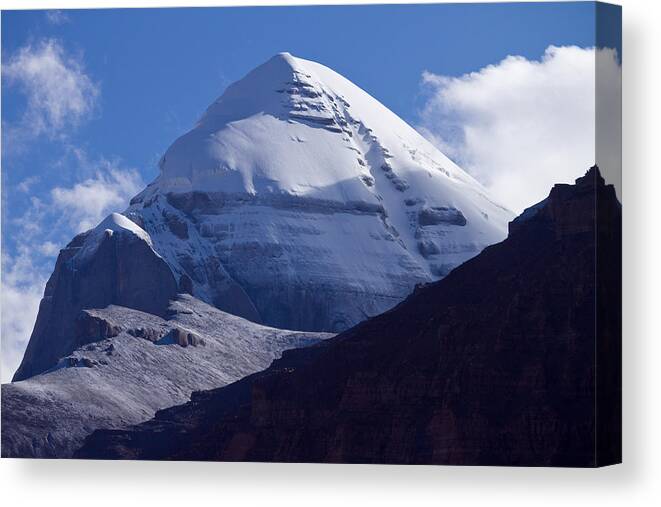 Clouds Canvas Print featuring the photograph Mount Kailash #2 by Raimond Klavins