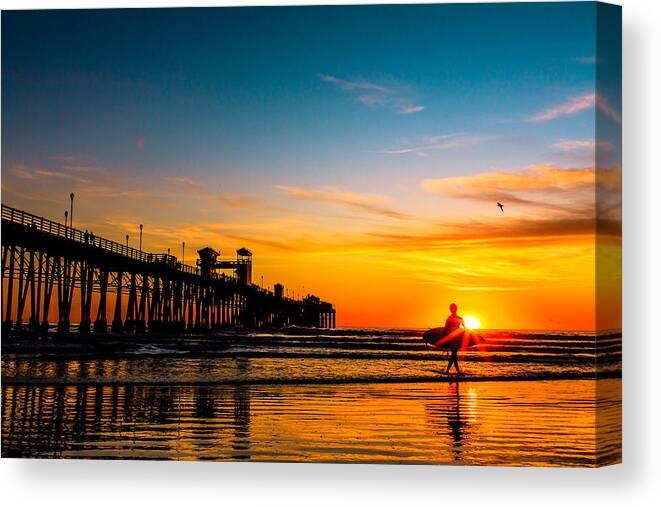 Pier Canvas Print featuring the photograph Oceanside Pier at Sunset #2 by Ben Graham