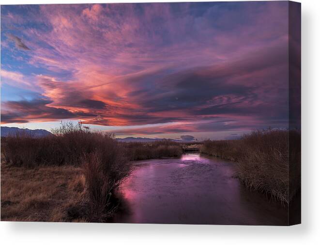 River Canvas Print featuring the photograph Owens River Sunset #2 by Cat Connor