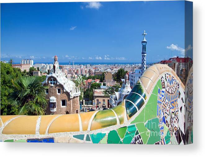 Guell Canvas Print featuring the photograph Park Guell in Barcelona #2 by Michal Bednarek