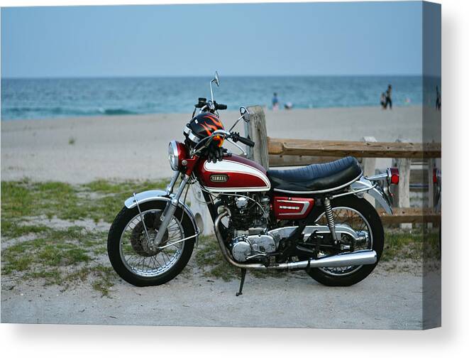 Motorcycle Canvas Print featuring the photograph Retro Beach Ride #2 by Laura Fasulo