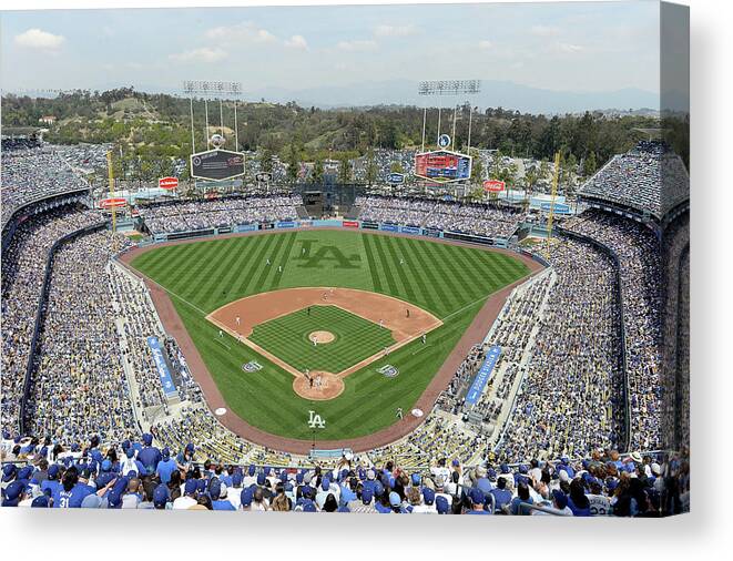 American League Baseball Canvas Print featuring the photograph San Francisco Giants V Los Angeles #2 by Harry How
