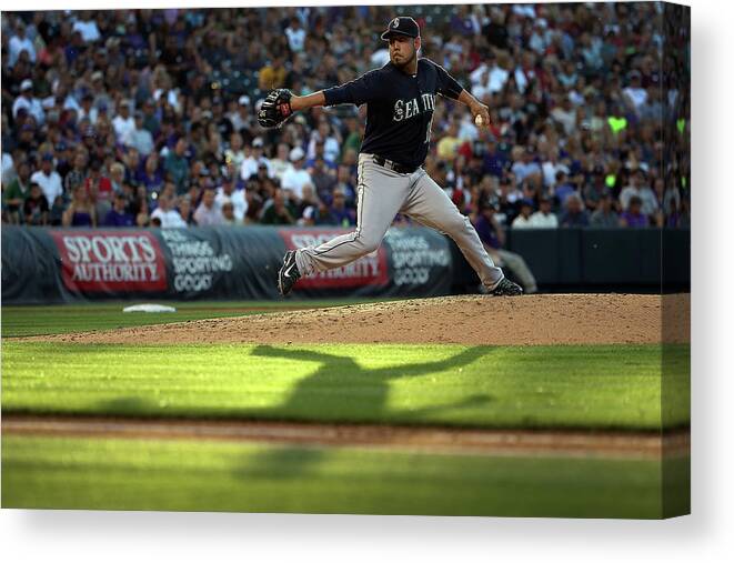 People Canvas Print featuring the photograph Seattle Mariners V Colorado Rockies #2 by Doug Pensinger