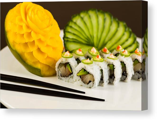 Asian Canvas Print featuring the photograph Spicy Tuna Roll by Raul Rodriguez