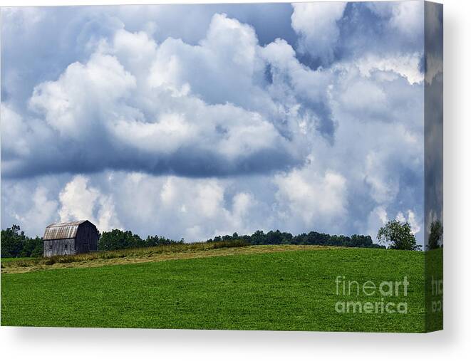 Spring Canvas Print featuring the photograph Stormy Sky and Barn #2 by Thomas R Fletcher