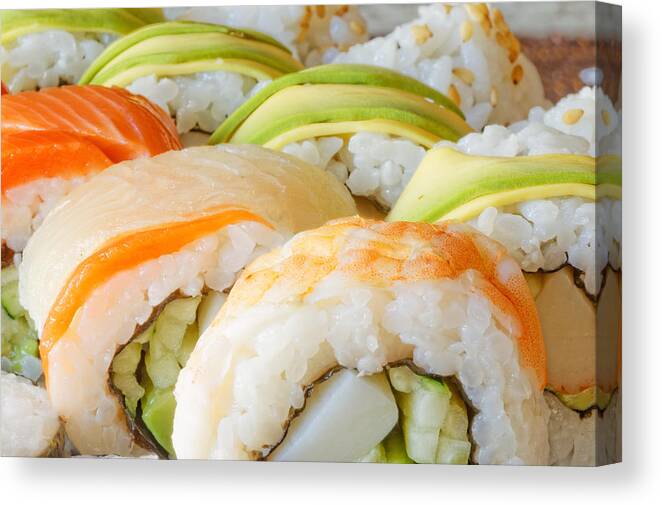 Appetizer Canvas Print featuring the photograph Sushi by Peter Lakomy