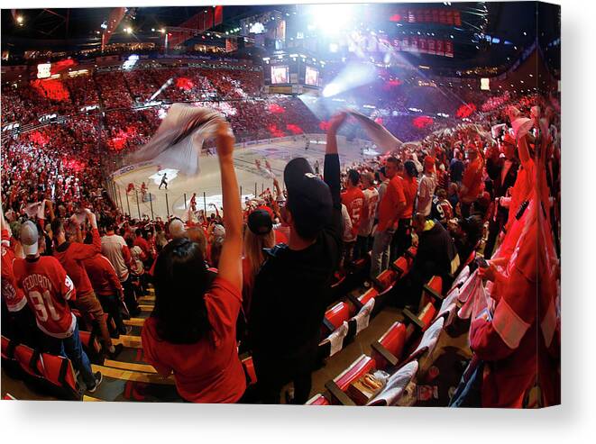 Playoffs Canvas Print featuring the photograph Tampa Bay Lightning V Detroit Red Wings #2 by Gregory Shamus