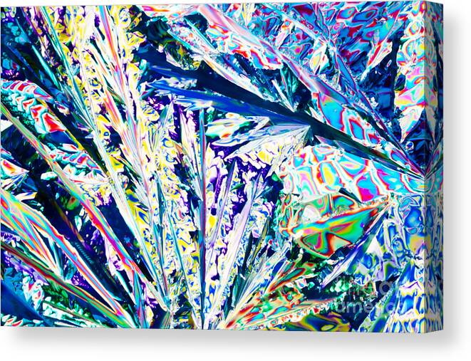 Abstract Canvas Print featuring the photograph Tartaric acid crystals in polarized light #2 by Stephan Pietzko