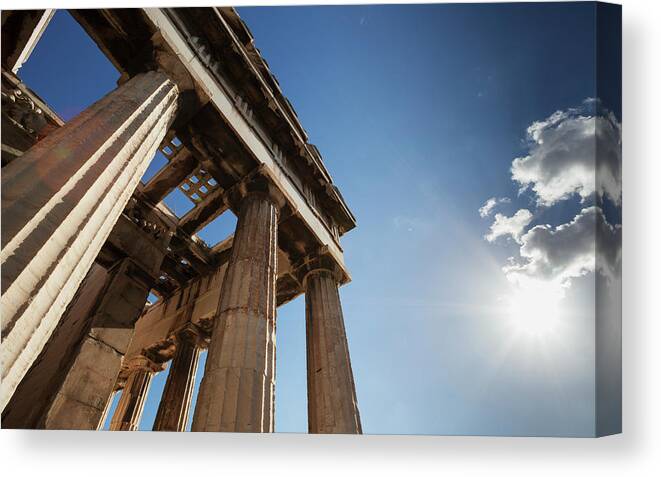Low Angle View Canvas Print featuring the photograph Temple Of Hephaestus Athens, Greece #2 by Reynold Mainse