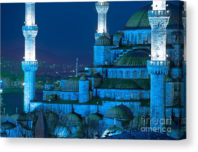 Arabic Canvas Print featuring the photograph The Blue Mosque - Istanbul #2 by Luciano Mortula