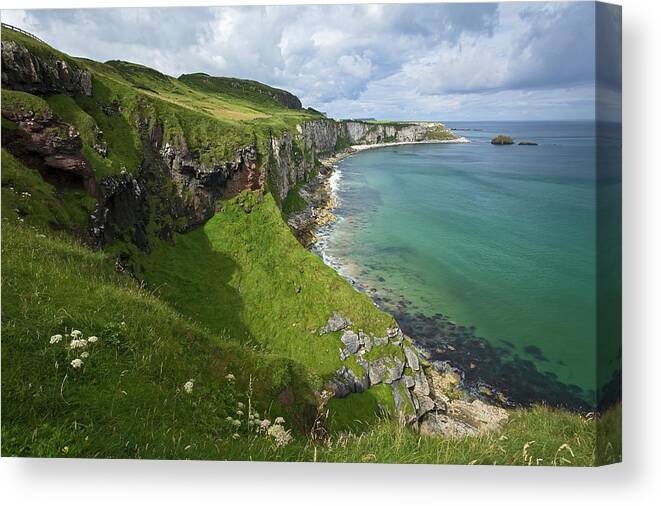 Landscape Canvas Print featuring the photograph White Bay, West Of Ballintoy, Antrim #2 by Carl Bruemmer