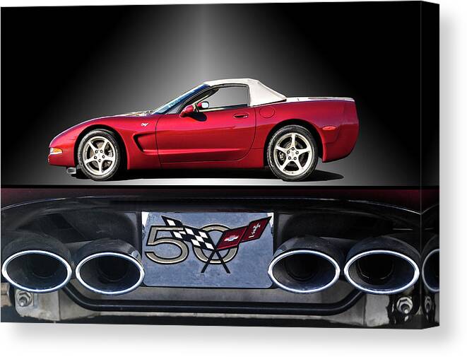 Auto Canvas Print featuring the photograph 2002 Corvette 50th Anniversary Convertible II by Dave Koontz
