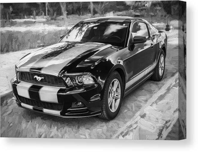 2014 Ford Mustang Canvas Print featuring the photograph 2014 Ford Mustang Painted BW  by Rich Franco