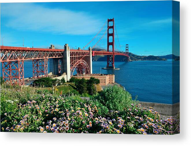 Bridge Canvas Print featuring the photograph Golden Gate Bridge #21 by Songquan Deng
