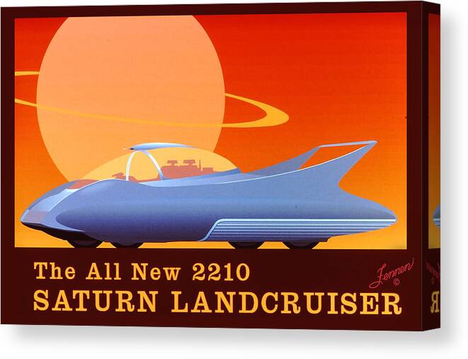 Saturn Canvas Print featuring the digital art 2210 Saturn Landcruiser Poster by Charles Fennen