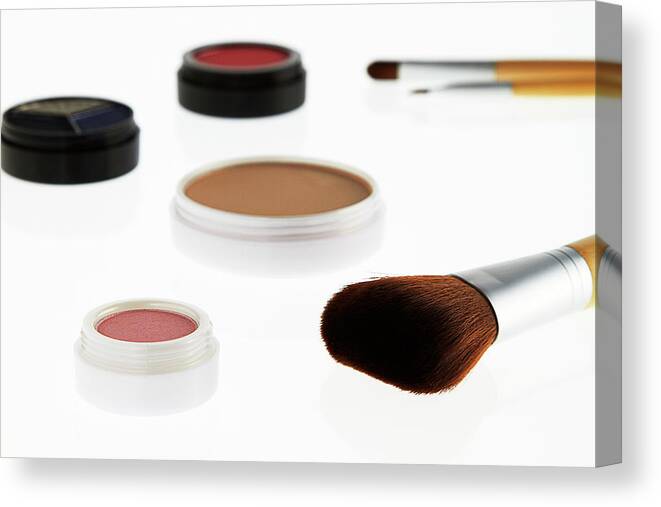 White Background Canvas Print featuring the photograph Still Life Of Beauty Products #28 by Stephen Smith