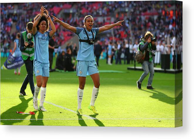 People Canvas Print featuring the photograph Birmingham City Ladies v Manchester City Women - SSE Women's FA Cup Final #3 by Catherine Ivill - AMA