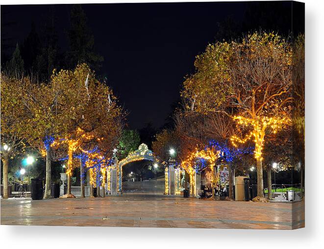 Bay Area Canvas Print featuring the photograph Blue and Gold Sather Gate #3 by Joel Thai