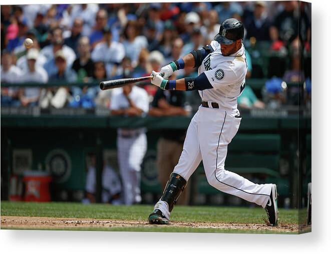 American League Baseball Canvas Print featuring the photograph Cleveland Indians V Seattle Mariners by Otto Greule Jr