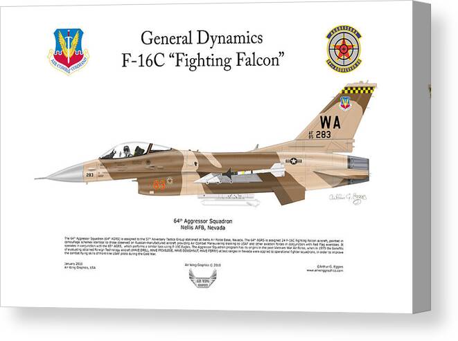 General Dynamics Canvas Print featuring the digital art F-16C Fighting Falcon #3 by Arthur Eggers