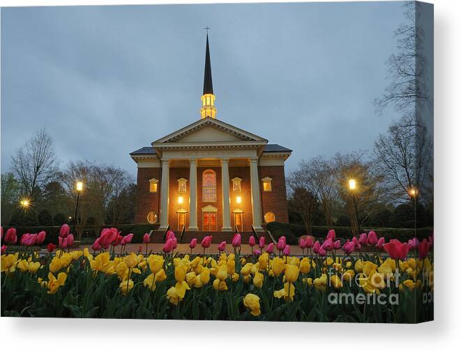 Furman University Canvas Print featuring the photograph Furman University Charles Daniel Chapel  Greenville SC #1 by Willie Harper