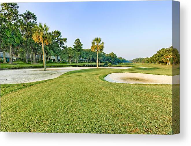 Abstract Canvas Print featuring the photograph Golf Course by Peter Lakomy