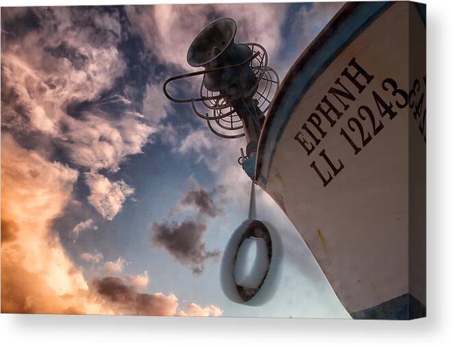 Abandoned Canvas Print featuring the photograph Greek Fishing Boat #3 by Stelios Kleanthous