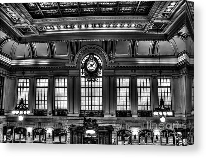 B&w Canvas Print featuring the photograph Hoboken Terminal BW by Anthony Sacco