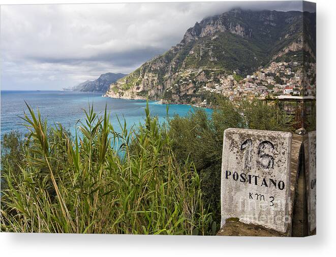 Positano Canvas Print featuring the photograph 3 Km to Positano by George Oze