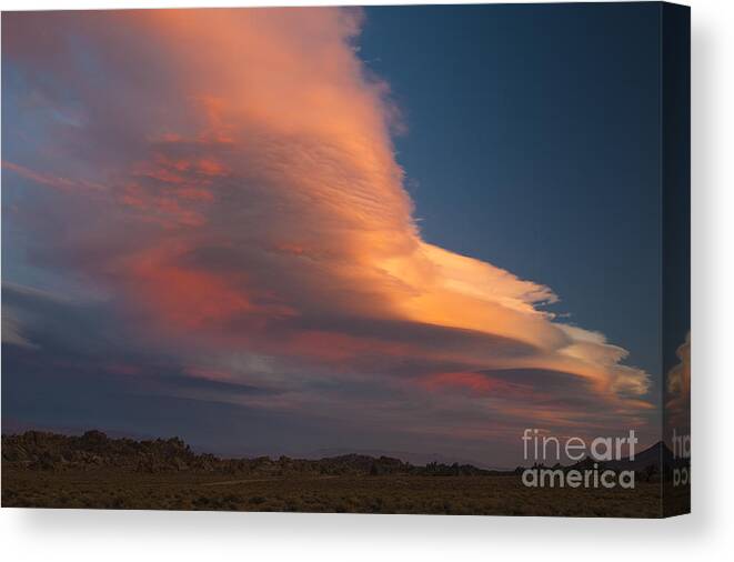 Alabama Hills Canvas Print featuring the photograph Lenticular Clouds Over Alabama Hills #3 by John Shaw