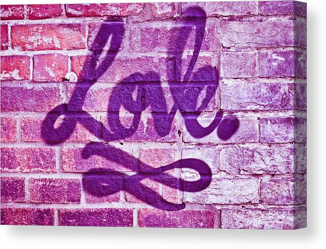 Aged Canvas Print featuring the photograph Love graffiti #3 by Tom Gowanlock