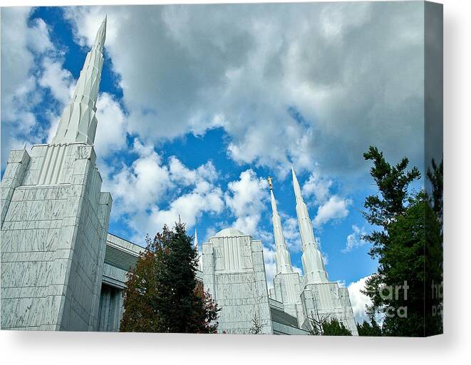 Pacific Canvas Print featuring the photograph Portland Oregon LDS Temple #3 by Nick Boren