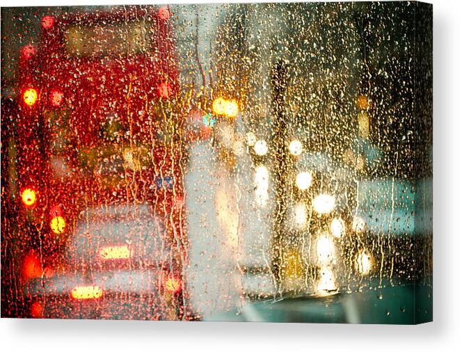 England Canvas Print featuring the photograph Rainy day in London #3 by Raimond Klavins