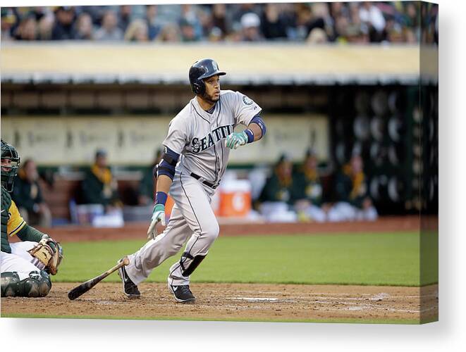 American League Baseball Canvas Print featuring the photograph Seattle Mariners V Oakland Athletics by Ezra Shaw