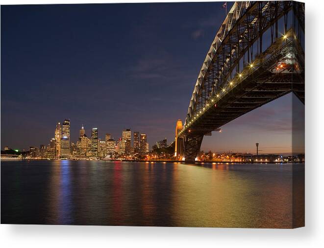 At Night Canvas Print featuring the photograph Sydney, Australia #3 by Phillip Hayson