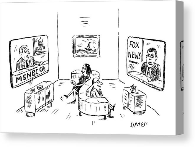 Fox News Canvas Print featuring the drawing New Yorker November 14th, 2016 by David Sipress