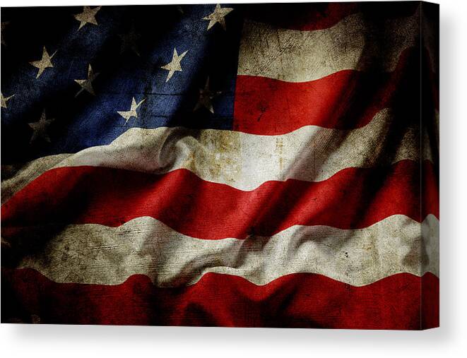 Flag Canvas Print featuring the photograph American flag 65 by Les Cunliffe