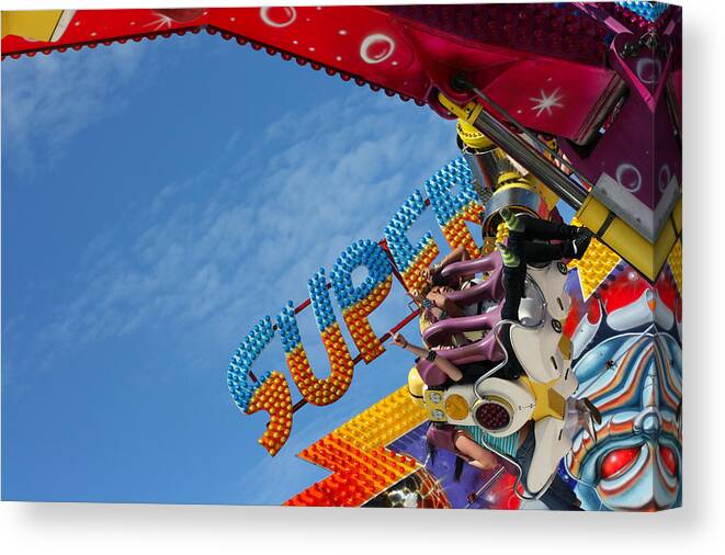 Activity Canvas Print featuring the photograph Colorful Fairground Ride #4 by Ken Biggs