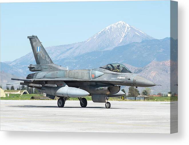 Greece Canvas Print featuring the photograph Hellenic Air Force F-16c Block 52 #4 by Daniele Faccioli