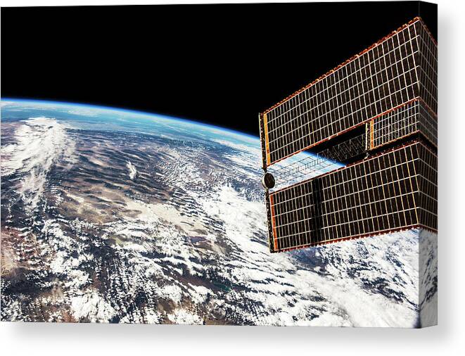 Photography Canvas Print featuring the photograph Satellite View Of Planet Earth Showing #4 by Panoramic Images